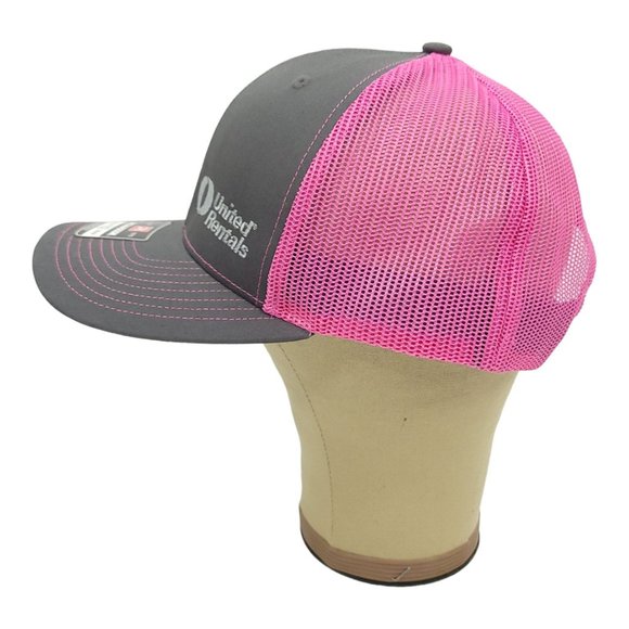 United Rentals Gray Pink Mesh Snapback Cap Trucker Baseball Hat Richardson NEW - Picture 8 of 12